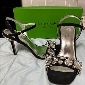 Kate Spade Black Heels with Crystal Embellishments - 3” heel